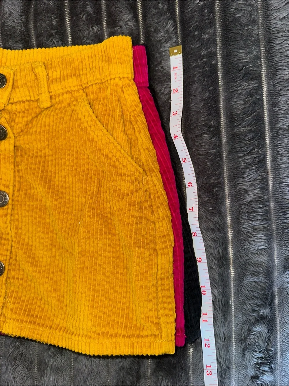 Old Navy girls Corduroy Button-Front Skirt in Black, Pink, and yellow